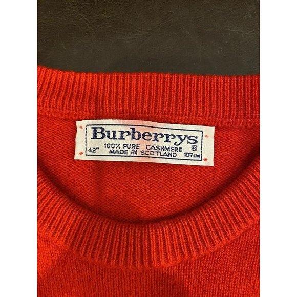 Burberrys Vibrant Red Pure Cashmere Crew Neck Swea - Picture 6 of 6